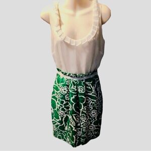 5/48 Saks 5th Avenue Classic White & Green Dress